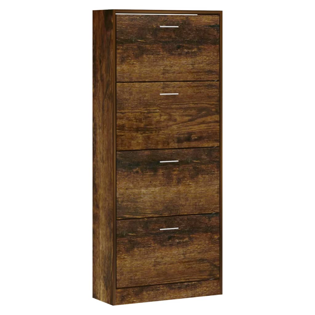 Shoe cabinet smoked oak 63x24x147 cm wood material
