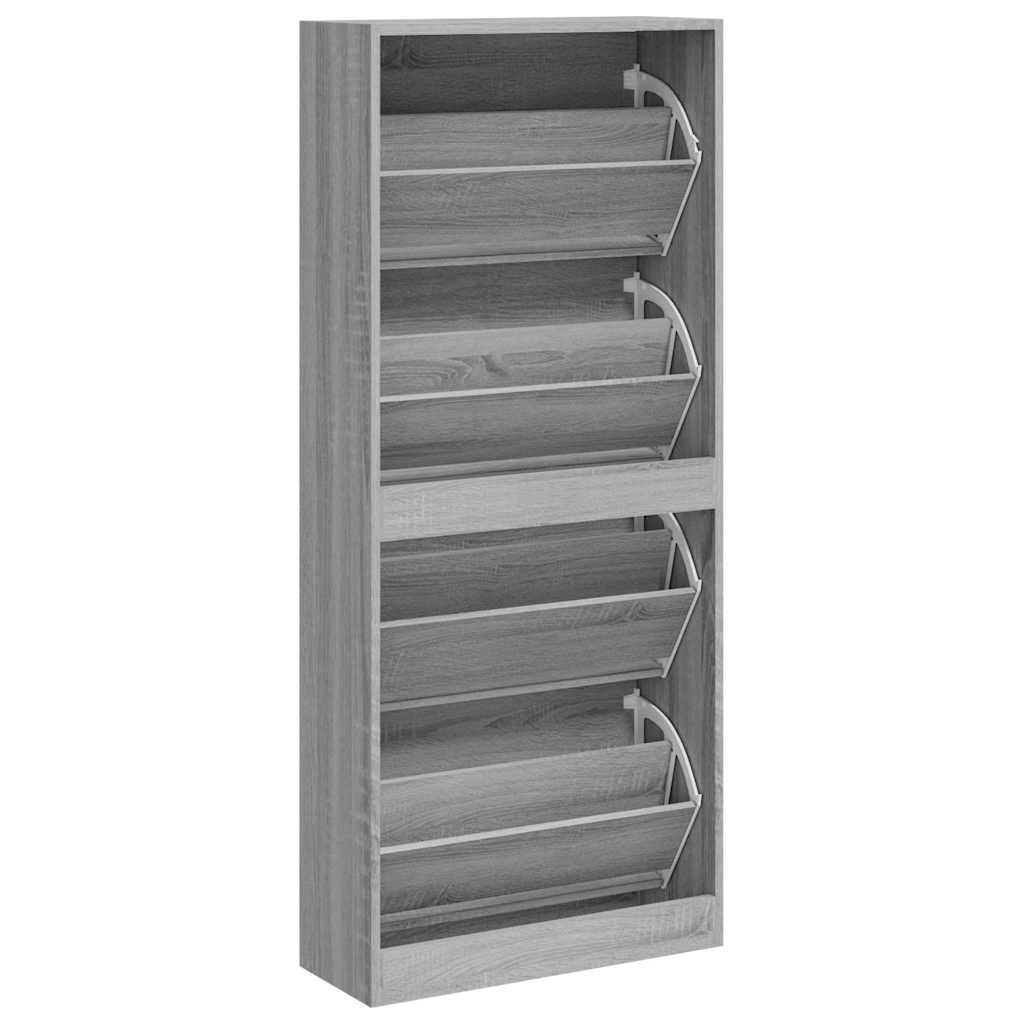 Schuhschrank Grau Sonoma 63x24x147 cm Holzwerkstoff