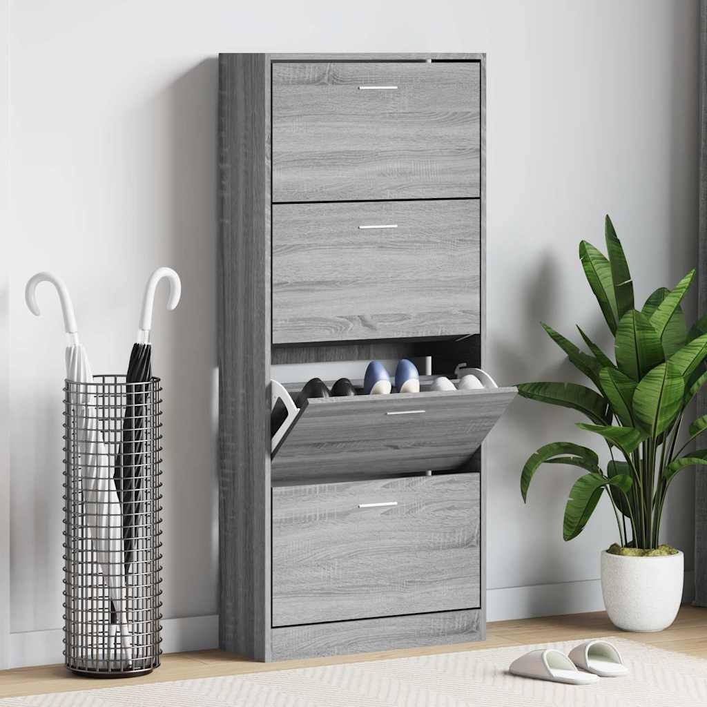 Schuhschrank Grau Sonoma 63x24x147 cm Holzwerkstoff