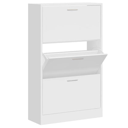 Schuhschrank Hochglanz-Weiß 63x24x103 cm Holzwerkstoff