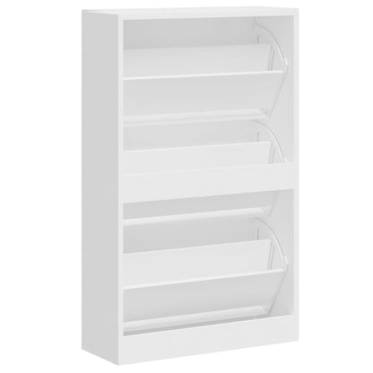 Schuhschrank Hochglanz-Weiß 63x24x103 cm Holzwerkstoff