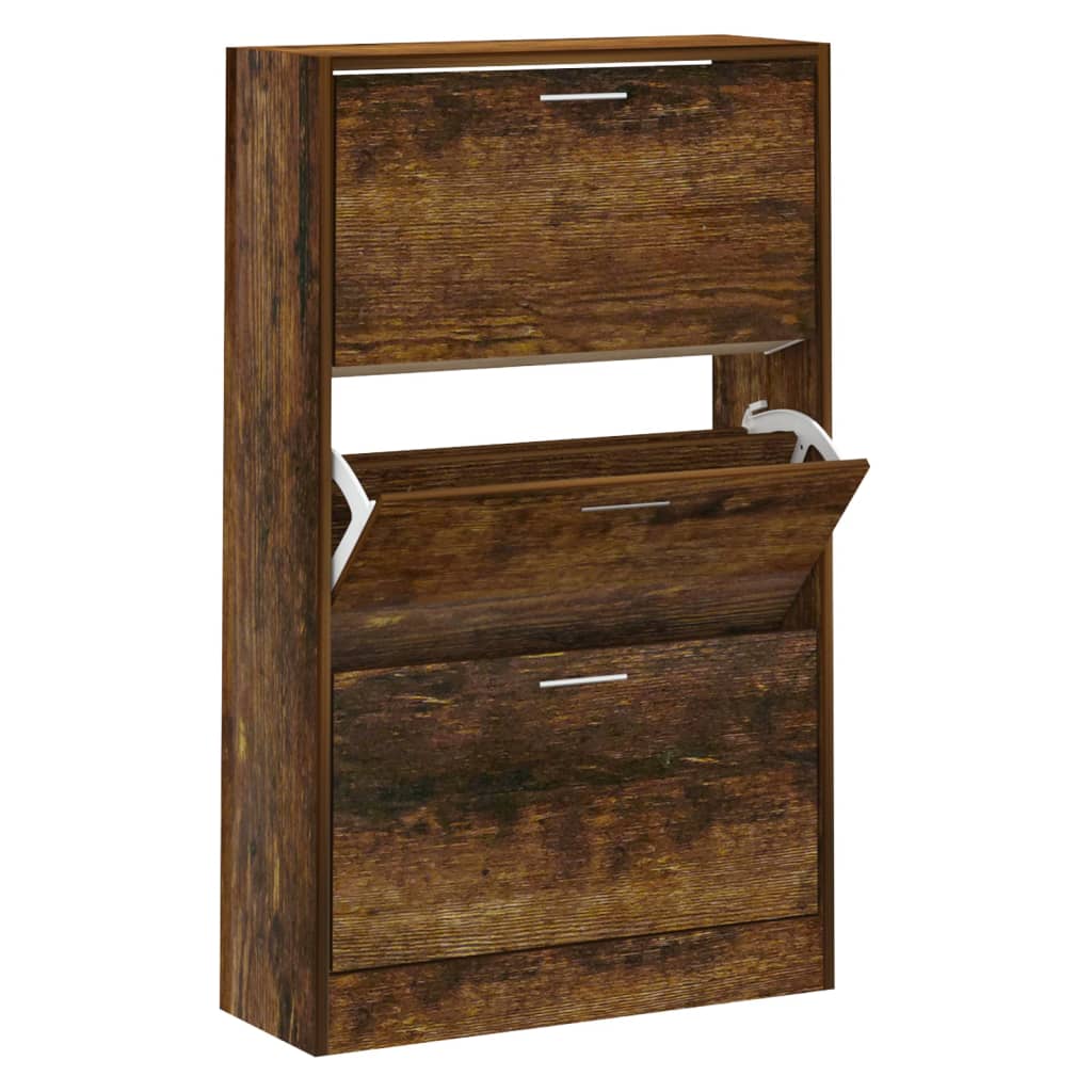 Shoe cabinet smoked oak 63x24x103 cm wood material