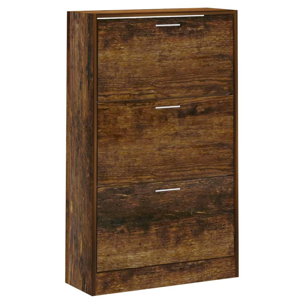 Shoe cabinet smoked oak 63x24x103 cm wood material