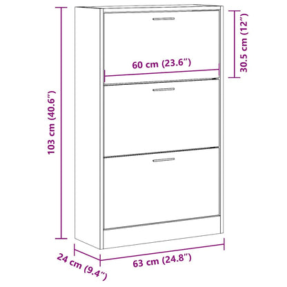 Schuhschrank Räuchereiche 63x24x103 cm Holzwerkstoff