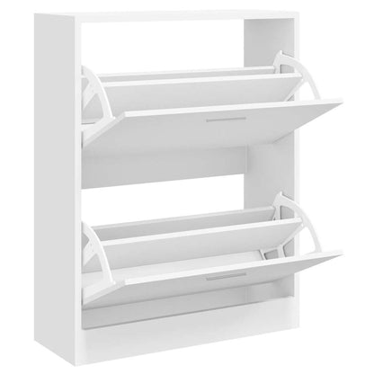 Schuhschrank Hochglanz-Weiß 63x24x81 cm Holzwerkstoff