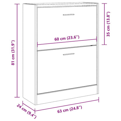 Schuhschrank Hochglanz-Weiß 63x24x81 cm Holzwerkstoff