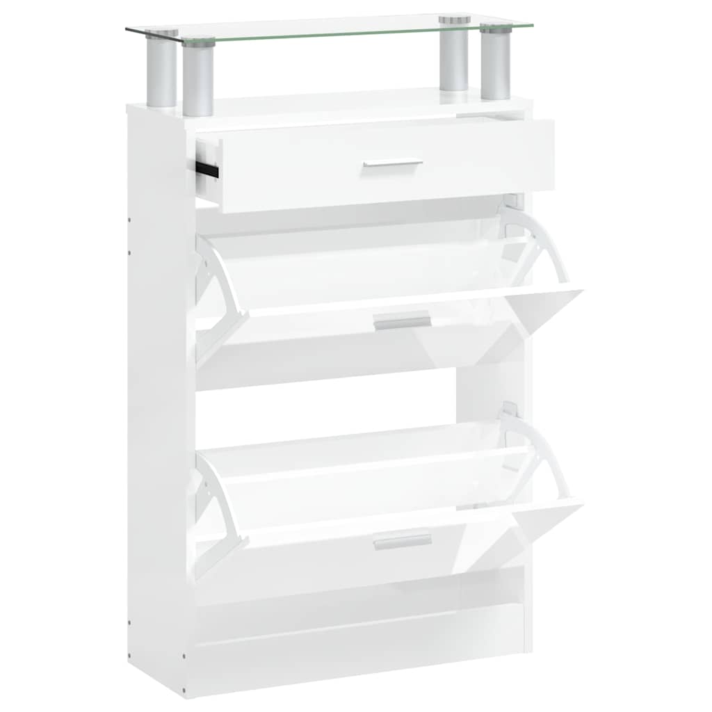 Schuhschrank Hochglanz-Weiß 63x24x104 cm Holzwerkstoff