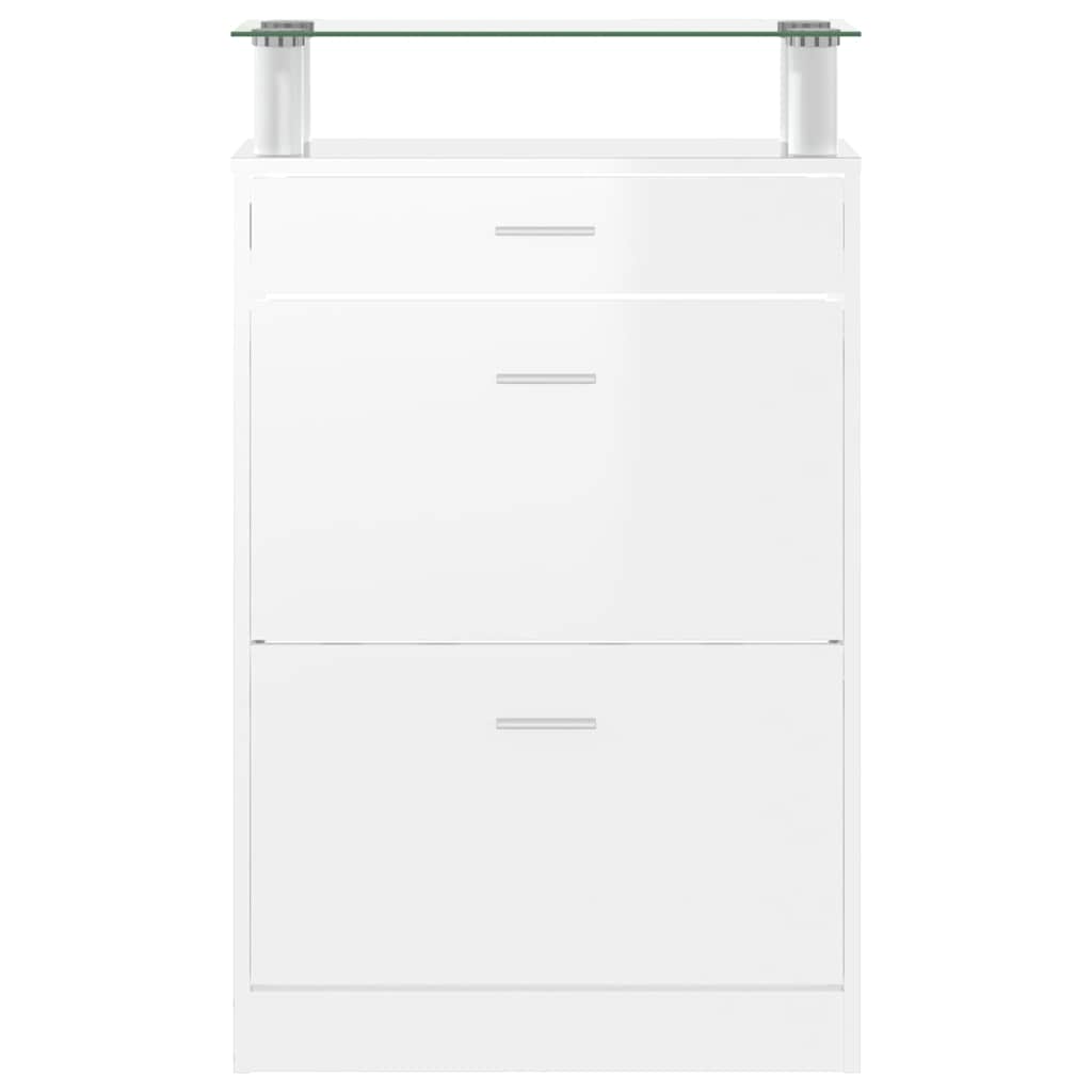 Schuhschrank Hochglanz-Weiß 63x24x104 cm Holzwerkstoff