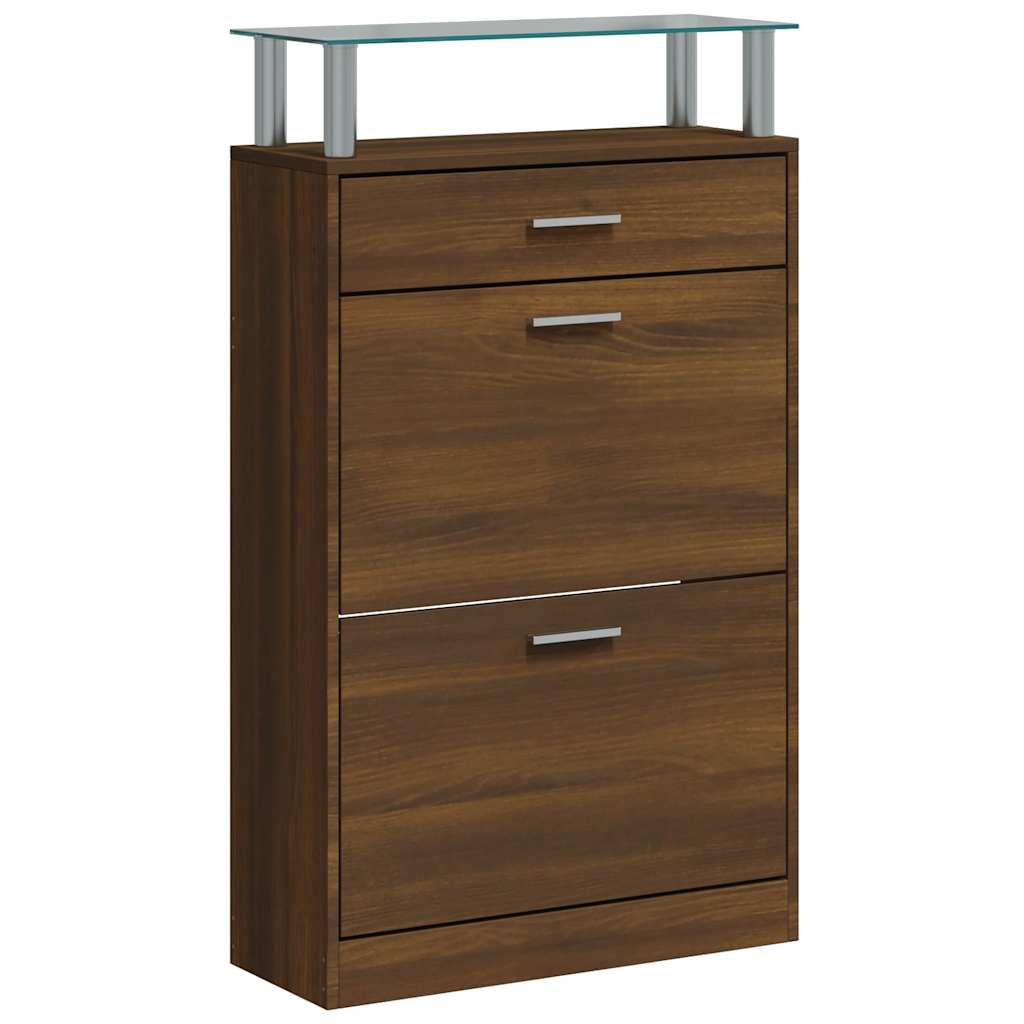 Schuhschrank Braun Eichen-Optik 63x24x104 cm Holzwerkstoff