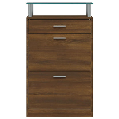 Schuhschrank Braun Eichen-Optik 63x24x104 cm Holzwerkstoff