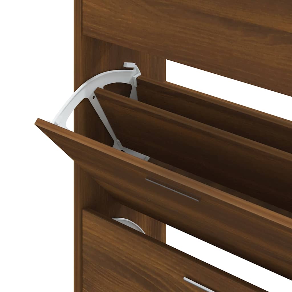 Schuhschrank Braun Eichen-Optik 63x24x104 cm Holzwerkstoff