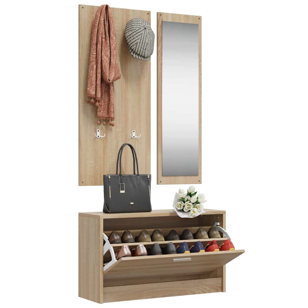 3-in-1 Schuhschrank-Set Sonoma-Eiche Holzwerkstoff