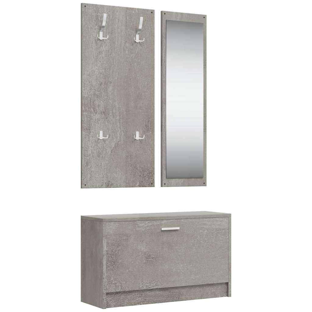 3-tlg. Flurmöbel-Set Betongrau Holzwerkstoff