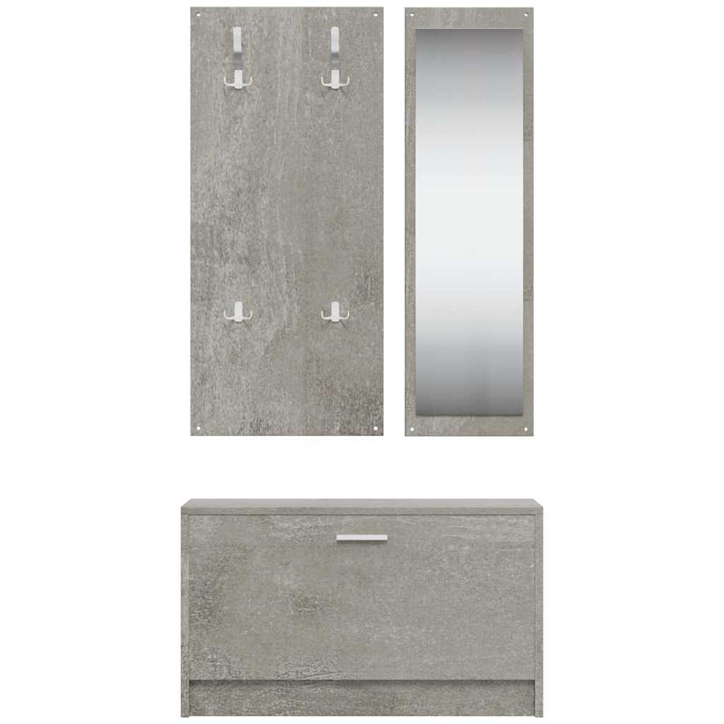 3-tlg. Flurmöbel-Set Betongrau Holzwerkstoff
