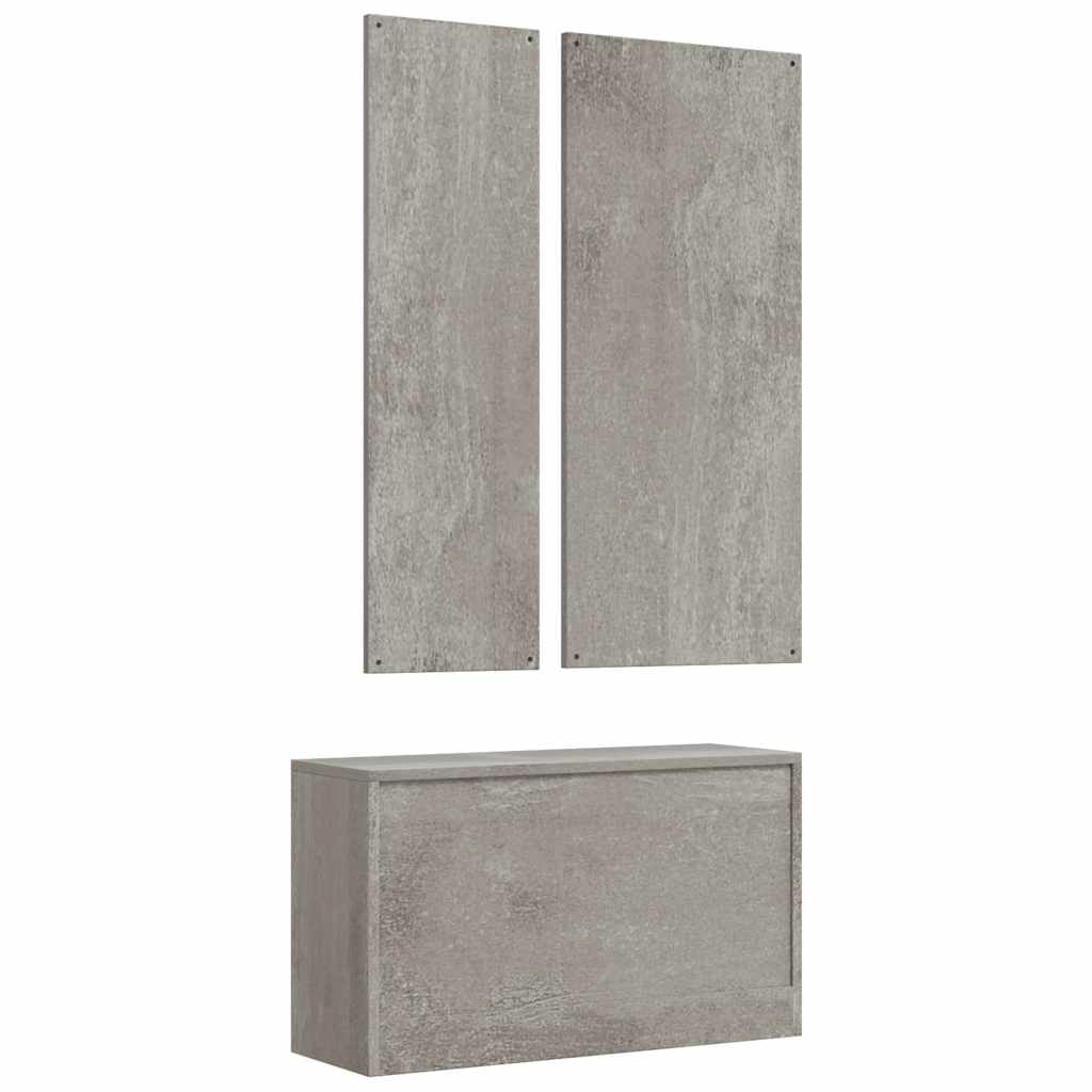 3-tlg. Flurmöbel-Set Betongrau Holzwerkstoff
