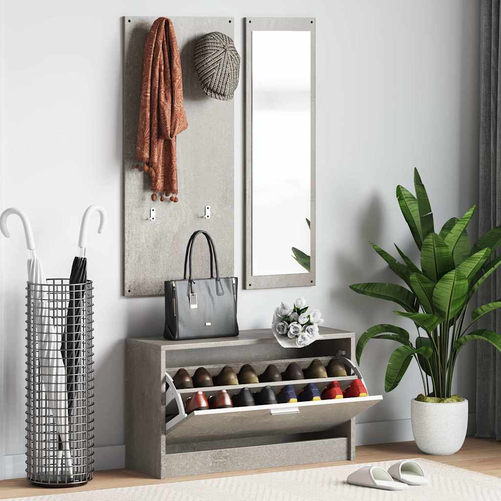 3-tlg. Flurmöbel-Set Betongrau Holzwerkstoff