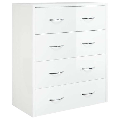 Kommode mit 4 Schubladen 60x30,5x71 cm Hochglanz-Weiß