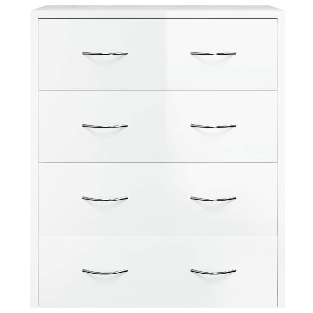 Kommode mit 4 Schubladen 60x30,5x71 cm Hochglanz-Weiß
