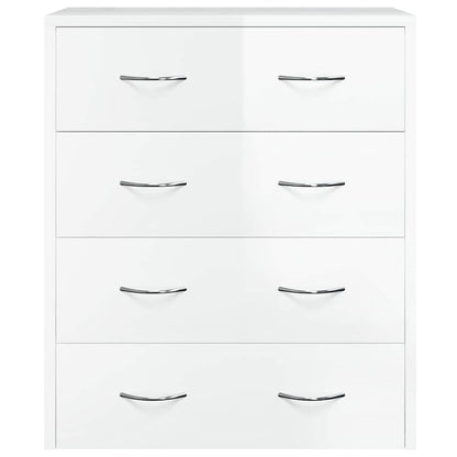 Kommode mit 4 Schubladen 60x30,5x71 cm Hochglanz-Weiß
