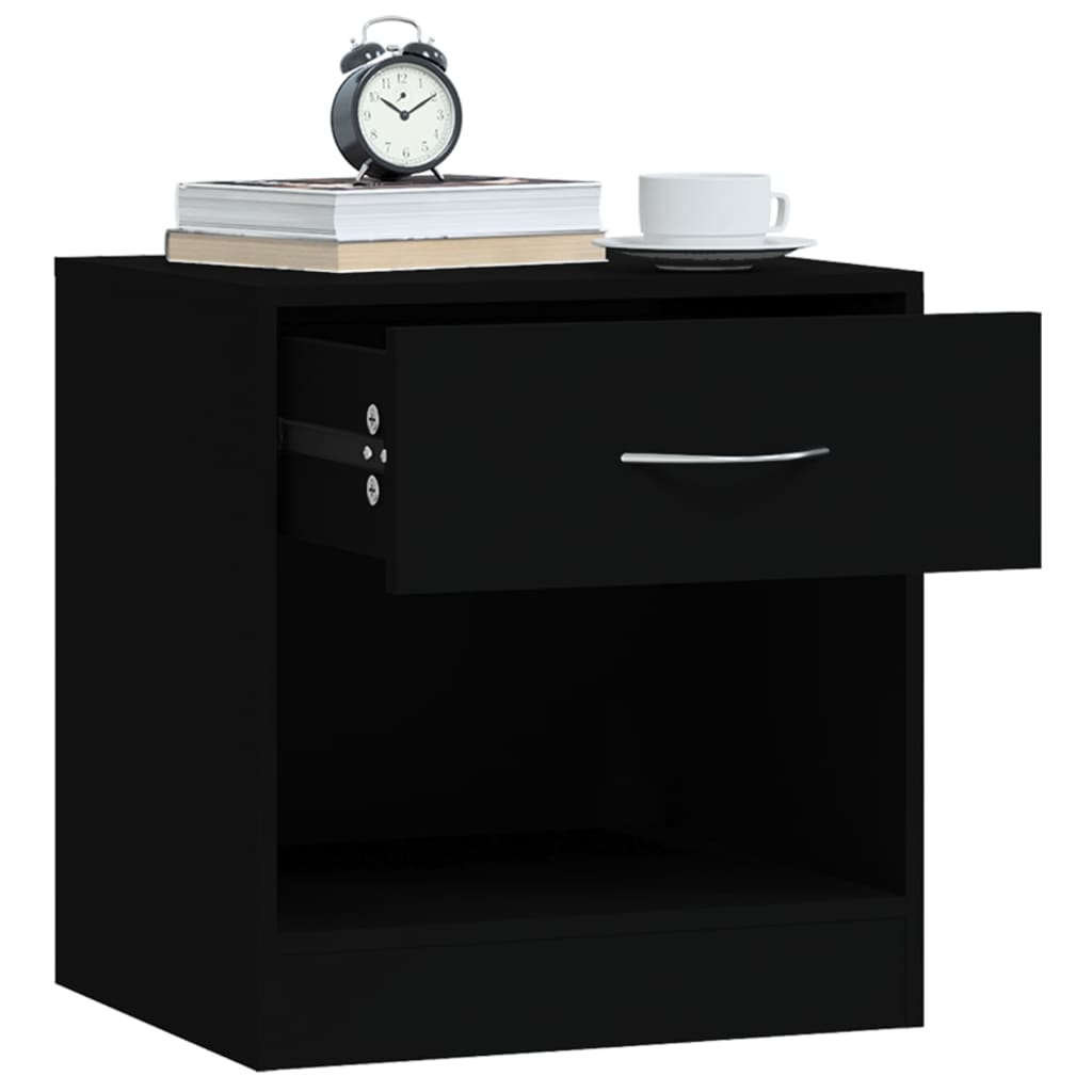 Bedside tables 2 pcs. with drawer black