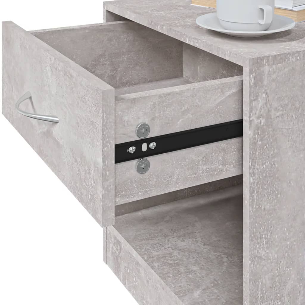 Tables de chevet 2 pièces avec tiroir gris béton