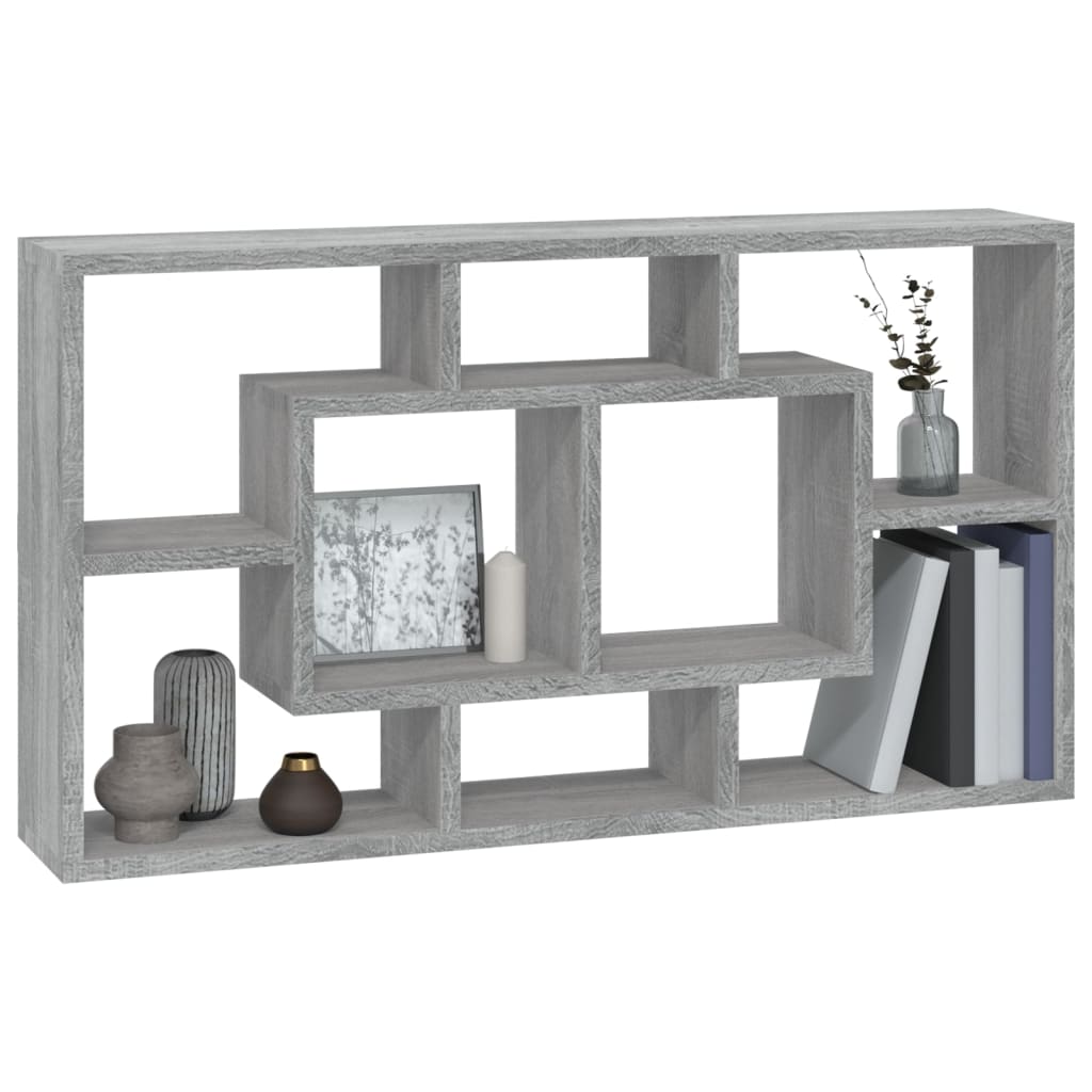Wall shelf with 8 compartments, gray Sonoma