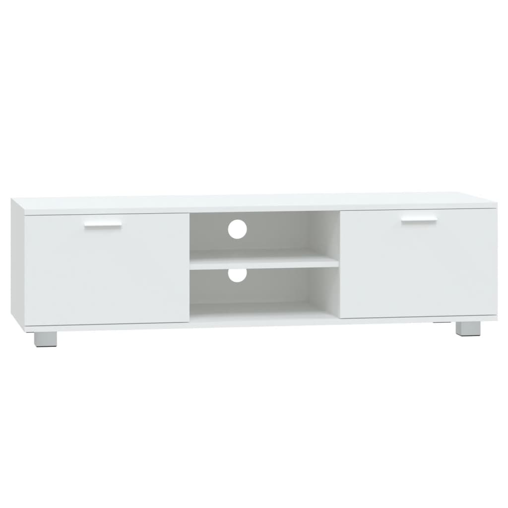 Meuble TV blanc 140x40,5x35 cm en matériau à base de bois