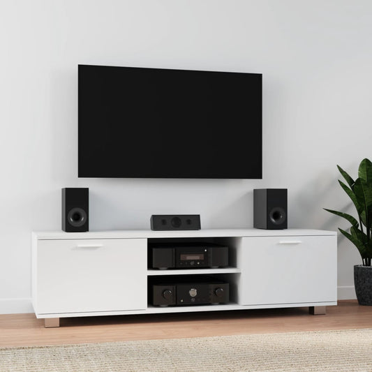 Meuble TV blanc 140x40,5x35 cm en matériau à base de bois