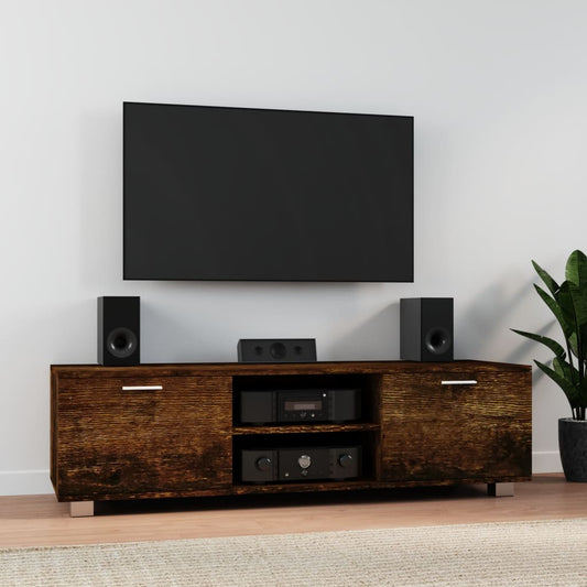 Meuble TV en chêne fumé 140x40,5x35 cm matériau à base de bois