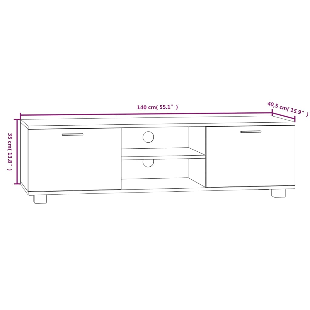 TV-Schrank Braun Eichen-Optik 140x40,5x35 cm Holzwerkstoff