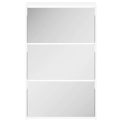 Schuhschrank mit Spiegel 3-lagig Hochglanzweiß 63x17x102,5 cm