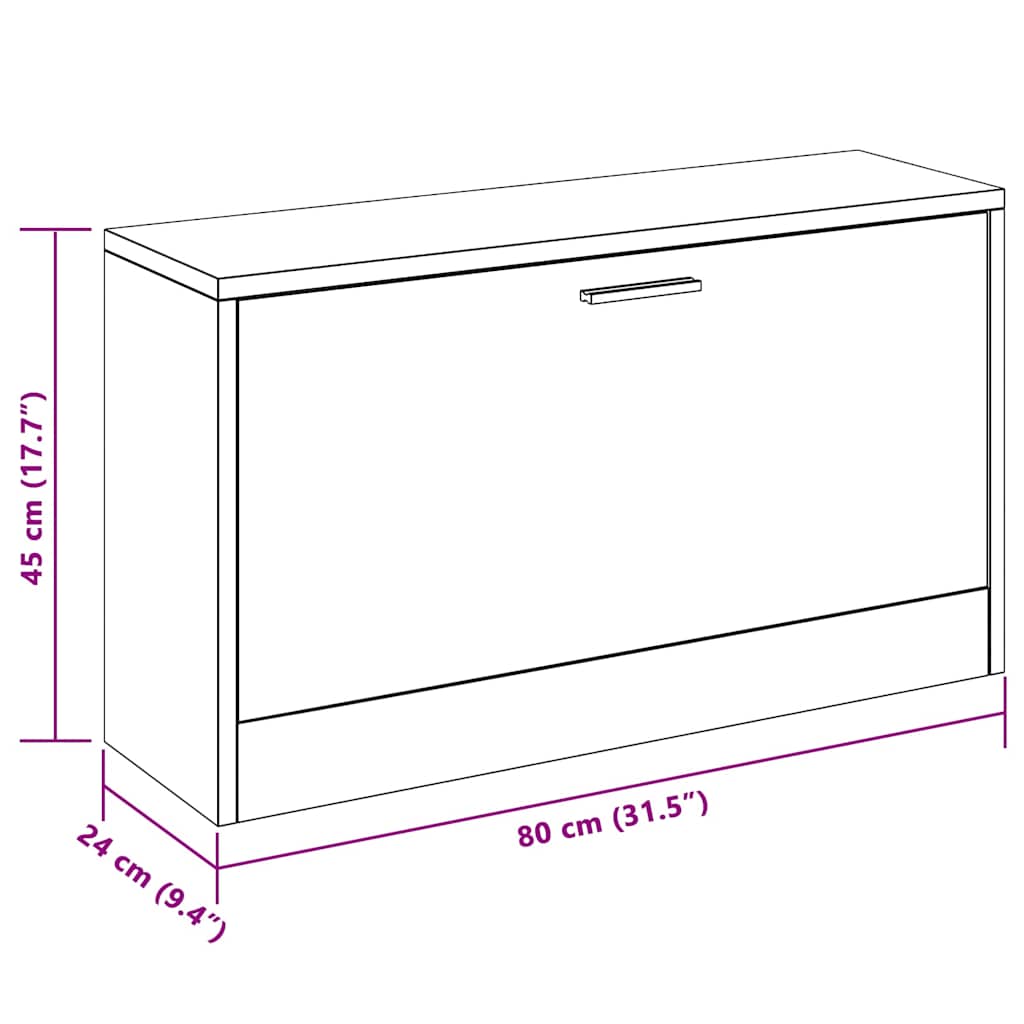 Schuhbank Schwarz 80 x 24 x 45 cm Holzwerkstoff