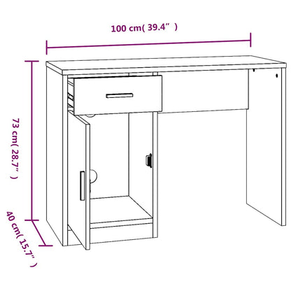 Schreibtisch mit Stauraum Schwarz 100x40x73 cm Holzwerkstoff