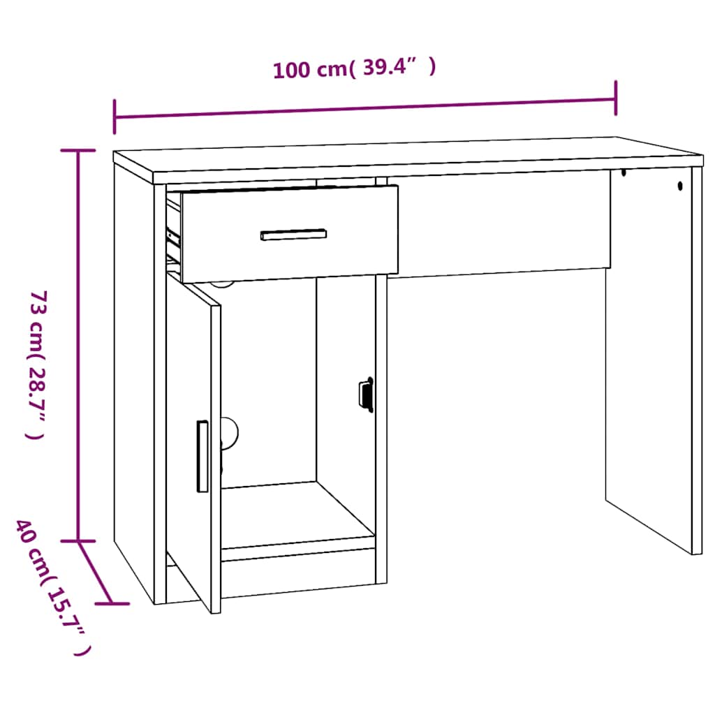 Schreibtisch mit Stauraum Hochglanz-Weiß 100x40x73 cm