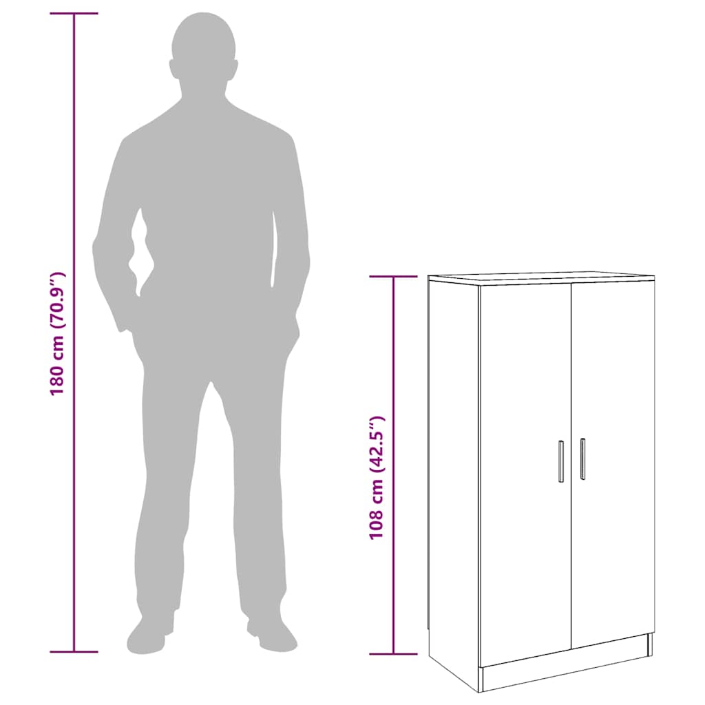 Schuhschrank Grau Sonoma 55x35x108 cm Holzwerkstoff