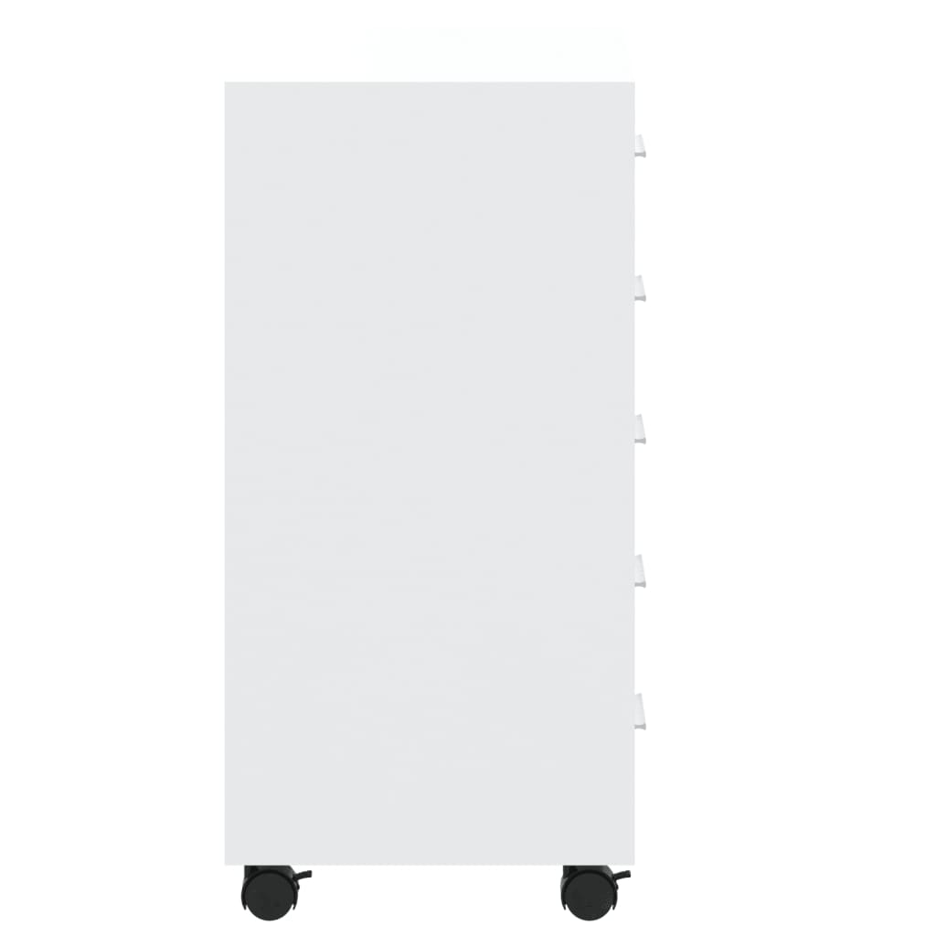 Meuble à tiroirs avec roulettes en bois blanc brillant