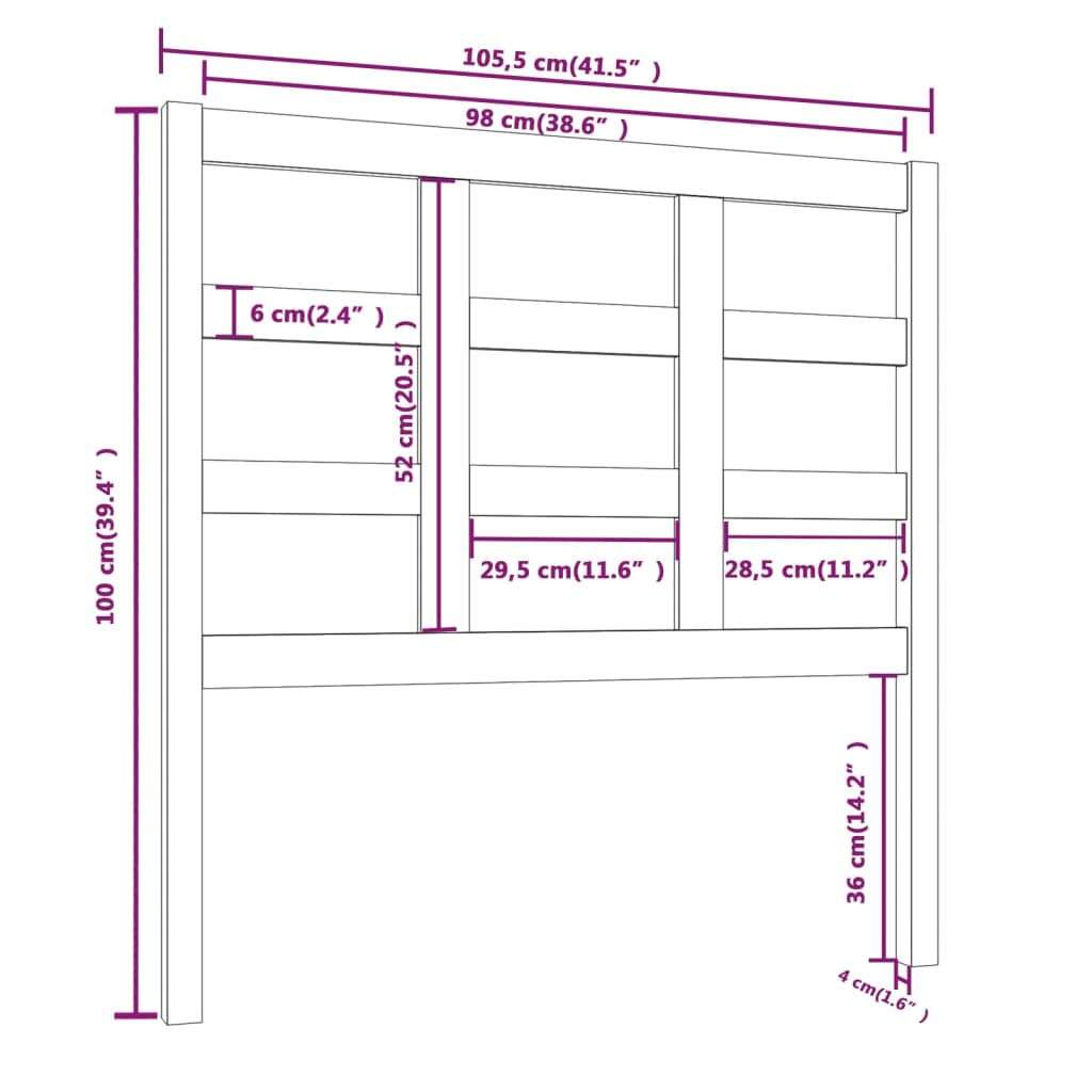 Tête de lit marron miel 105,5x4x100 cm bois de pin massif