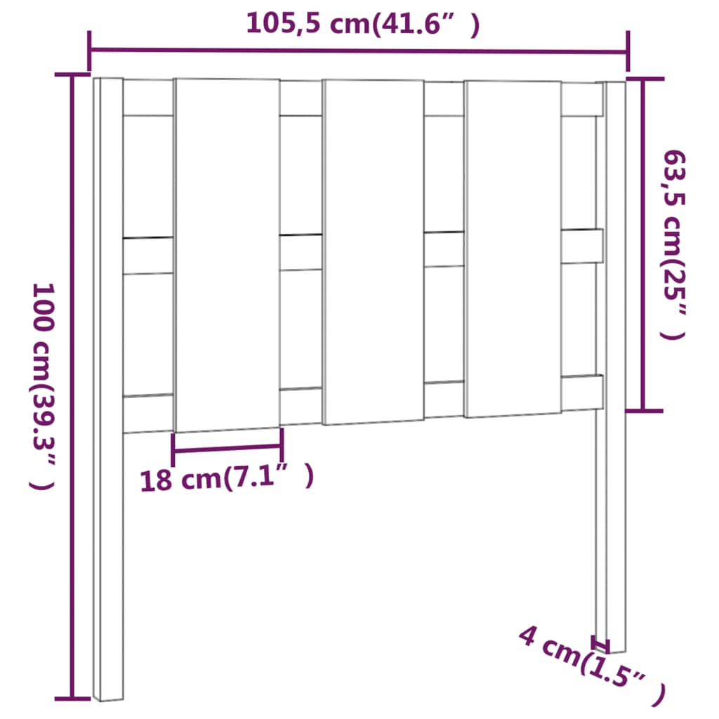 Tête de lit marron miel 105,5x4x100 cm bois de pin massif