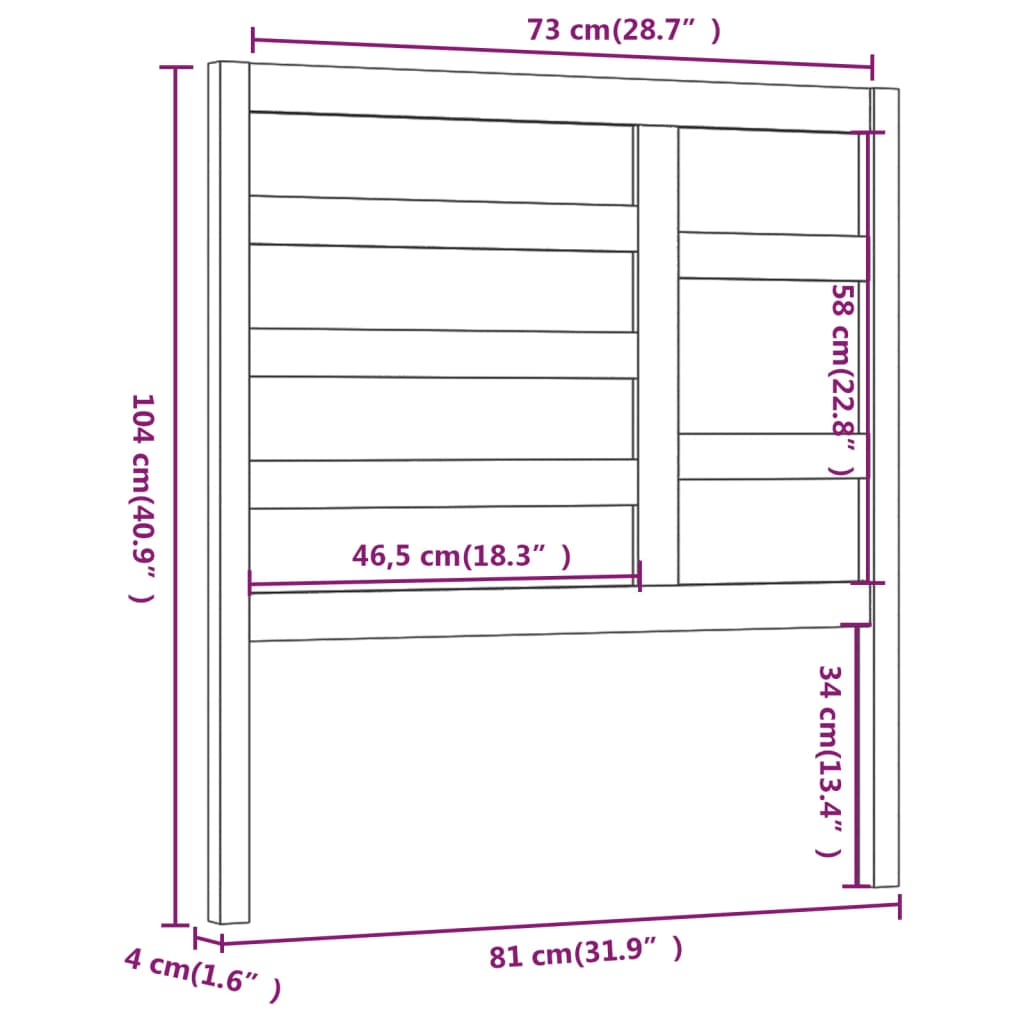 Tête de lit gris 81x4x104 cm bois de pin massif