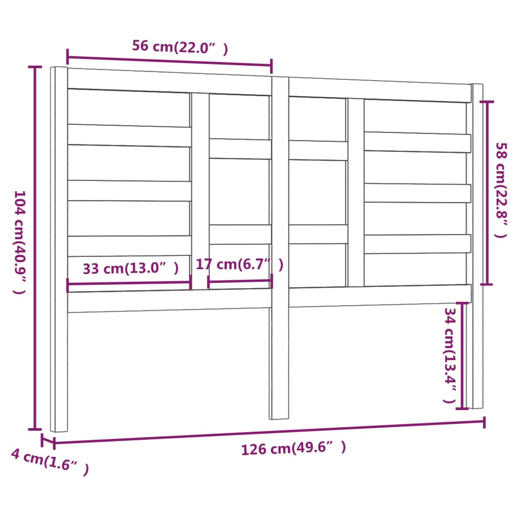 Tête de lit marron miel 126x4x104 cm en bois de pin massif