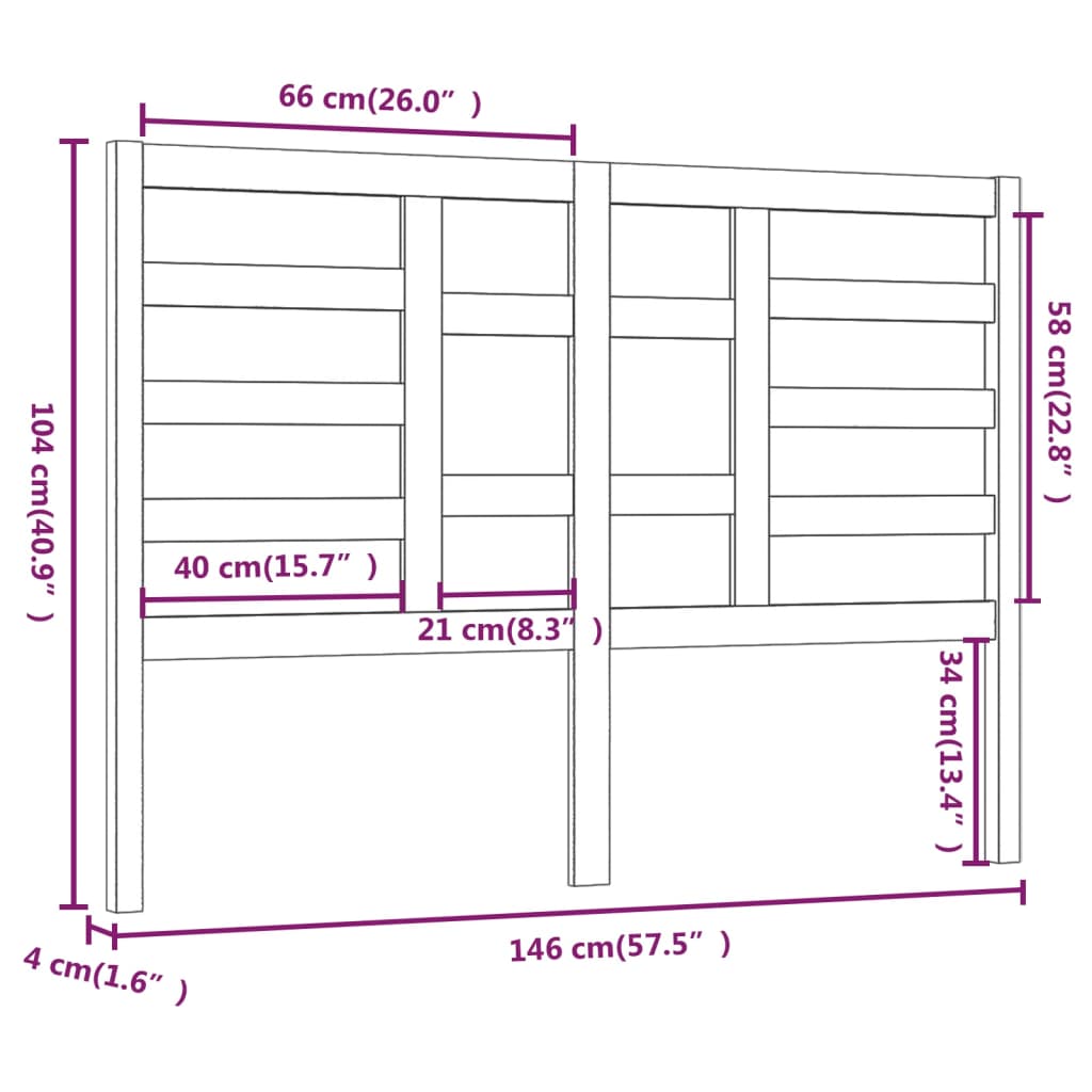 Tête de lit grise 146x4x104 cm en bois de pin massif