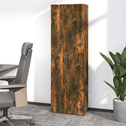 Armoire de bureau chêne fumé 60x32x190 cm en bois