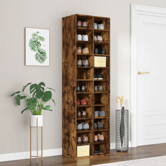 Shoe rack smoked oak 54x34x183 cm wood material