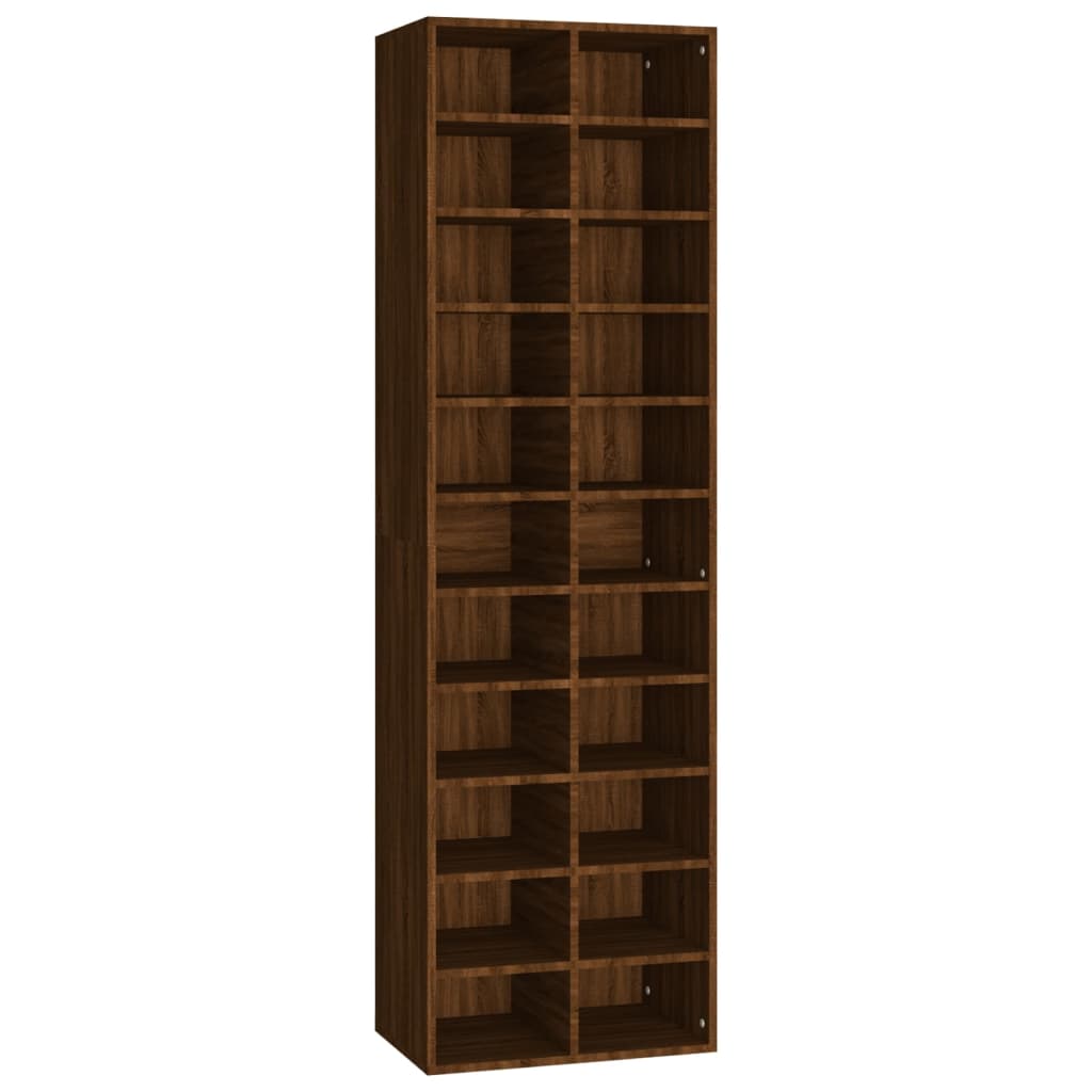 Étagère à chaussures aspect chêne marron 54x34x183 cm matériau bois