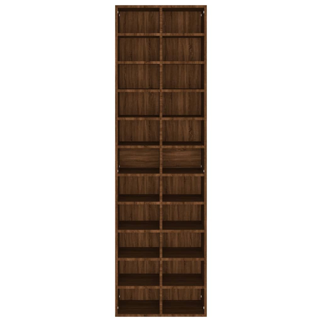 Étagère à chaussures aspect chêne marron 54x34x183 cm matériau bois