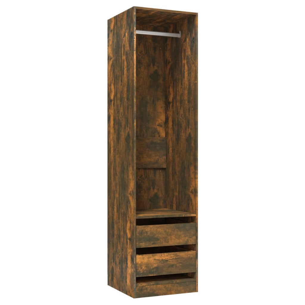 Armoire avec tiroirs chêne fumé 50x50x200 cm