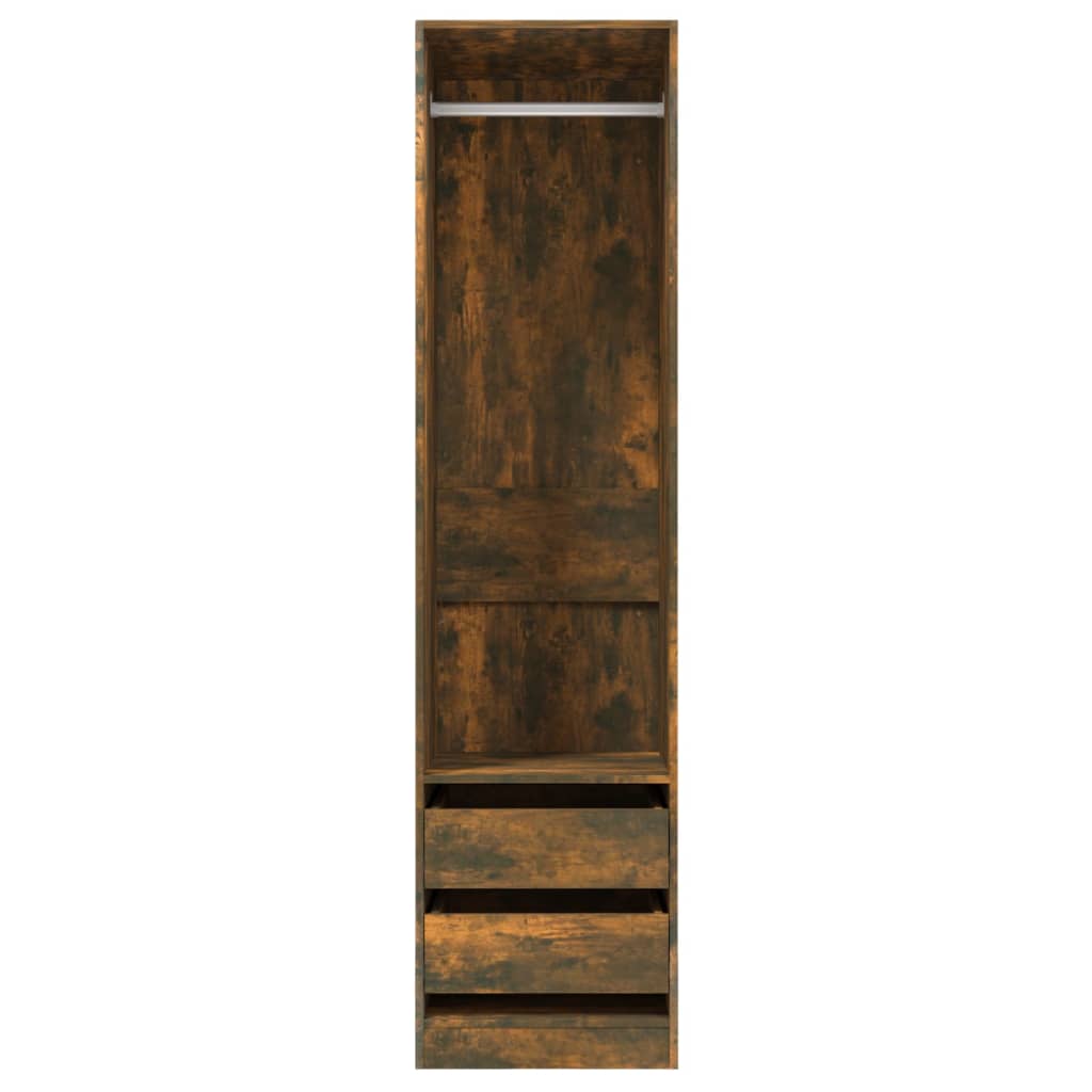 Armoire avec tiroirs chêne fumé 50x50x200 cm