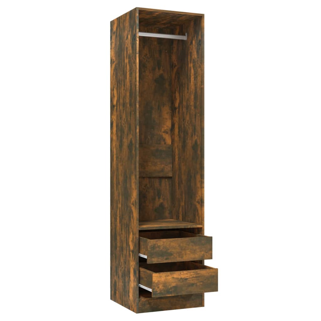 Armoire avec tiroirs chêne fumé 50x50x200 cm