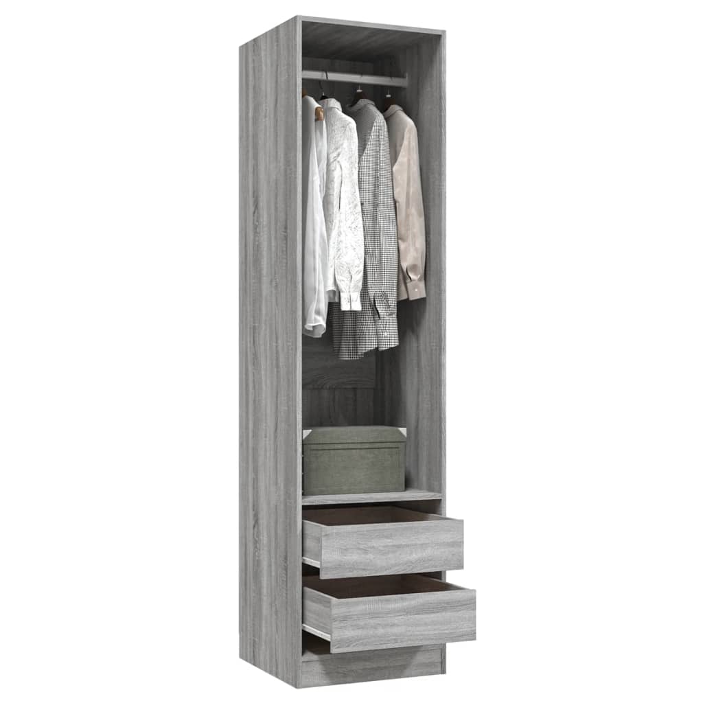 Armoire avec tiroirs gris Sonoma 50x50x200 cm