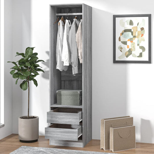 Armoire avec tiroirs gris Sonoma 50x50x200 cm